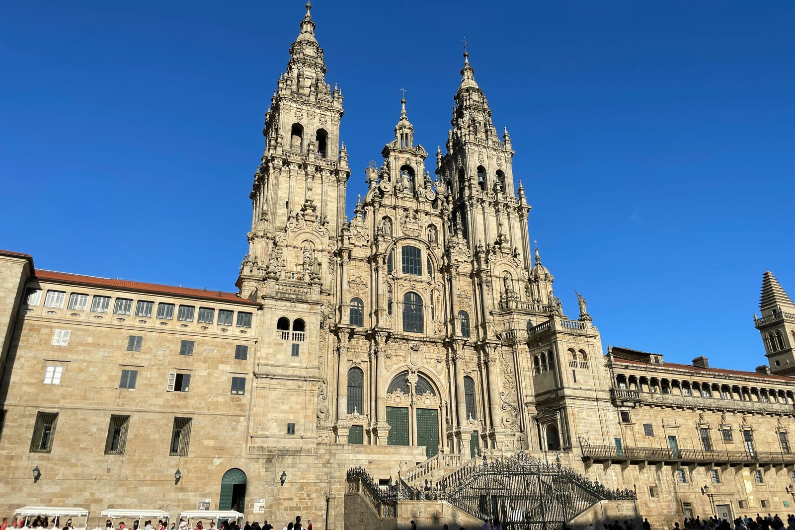 Santiago de Compostela Cathedral in bright daylight from Praza do Obradoiro